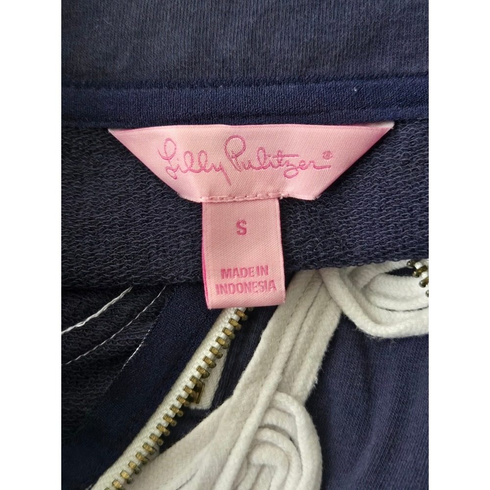 Lilly Pulitzer Skipper Pullover Sweater Small Navy Blue Half Zip Preppy Nautical - Picture 8 of 11
